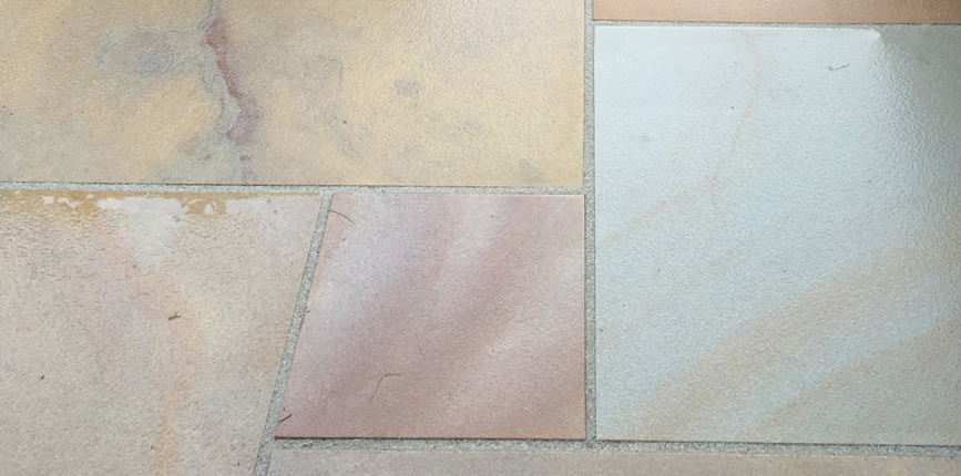 Sawn edge Indian Sandstone, with it's sandblasted, slip-resistant finish