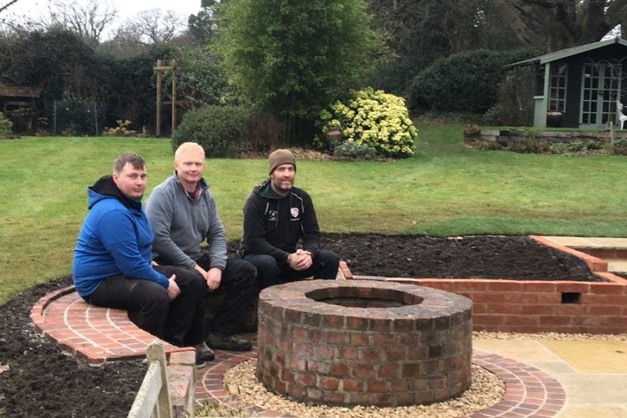 And with the gravel infill completed, the team get the chance to have a hard-earned rest! Left to right: Brett, me (John), Jim. Sadly no Andy (my foreman) - he's off this week with a bad back.